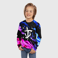 Лонгслив детский Doom flame neon, цвет: 3D-принт — фото 2