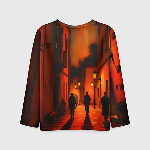 Детский лонгслив Улица с фонарями / 3D-принт – фото 2