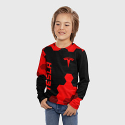 Лонгслив детский Tesla - red gradient вертикально, цвет: 3D-принт — фото 2