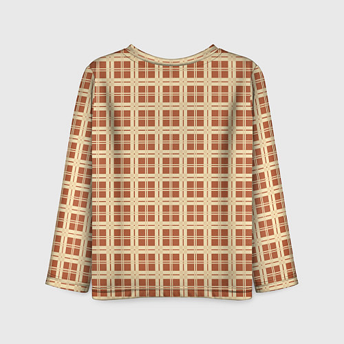 Детский лонгслив Светлый коричневый простая клетка / 3D-принт – фото 2