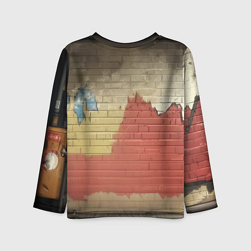 Детский лонгслив Бэтмен на фоне стены / 3D-принт – фото 2