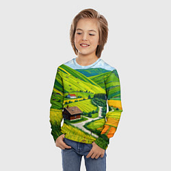 Лонгслив детский Русская душа и поле, цвет: 3D-принт — фото 2