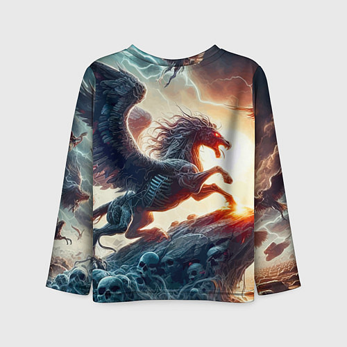 Детский лонгслив Пегас тёмных сил - нейроарт / 3D-принт – фото 2