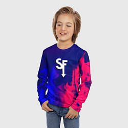 Лонгслив детский Sally face neon flame, цвет: 3D-принт — фото 2