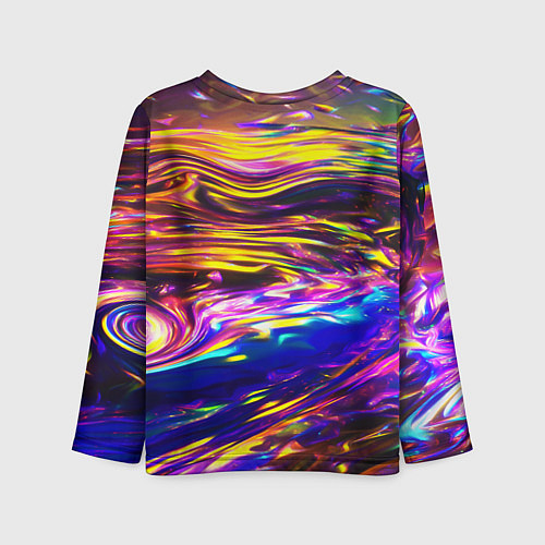 Детский лонгслив Неоновые полосы текстура / 3D-принт – фото 2