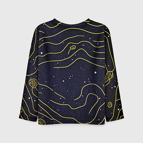 Детский лонгслив Абстракция золотых линий текстура / 3D-принт – фото 2