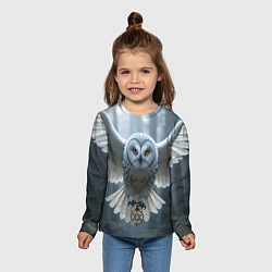 Лонгслив детский Белоснежная сова, цвет: 3D-принт — фото 2