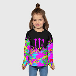 Лонгслив детский Monster energy краски неоновые, цвет: 3D-принт — фото 2
