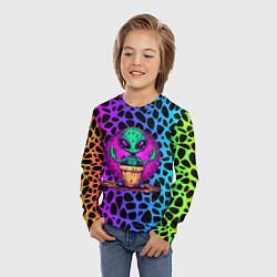 Лонгслив детский Кактус инопланетянин, цвет: 3D-принт — фото 2