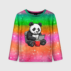 Лонгслив детский Панда с кофе за ноутом, цвет: 3D-принт