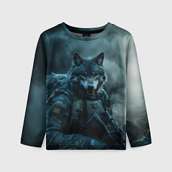 Лонгслив детский Волк солдат, цвет: 3D-принт