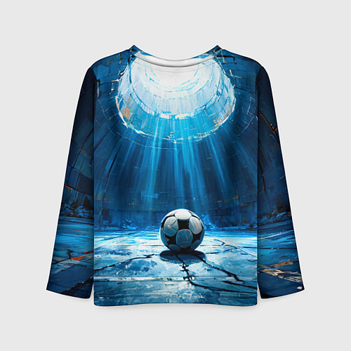 Детский лонгслив Футбольный мяч в синем / 3D-принт – фото 2