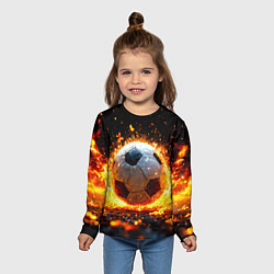Лонгслив детский Футбольный мяч в огне, цвет: 3D-принт — фото 2