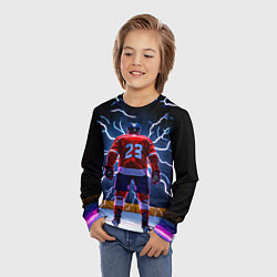 Лонгслив детский Хоккеист и молния, цвет: 3D-принт — фото 2