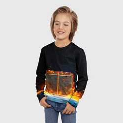 Лонгслив детский Хоккейные ворота в огне, цвет: 3D-принт — фото 2