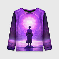Детский лонгслив Айкидоист на фиолетовом