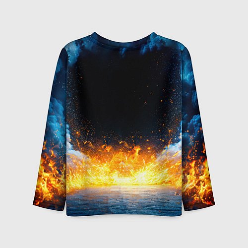 Детский лонгслив Айкидоист в огне и синий дым / 3D-принт – фото 2
