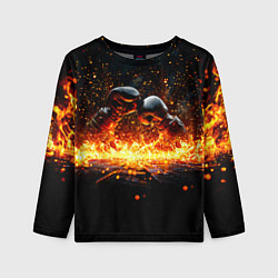 Детский лонгслив Кикбоксеркие перчатки в огне