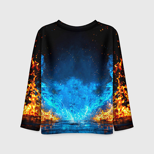 Детский лонгслив Боец крав-мага в синем пламени / 3D-принт – фото 2
