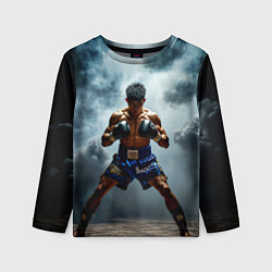 Детский лонгслив Тайский боксер в дыму