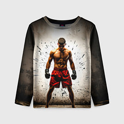 Детский лонгслив Боксер в красном