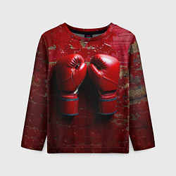Детский лонгслив Бойцовские перчатки на красном