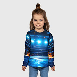 Лонгслив детский Синий ринг в огне, цвет: 3D-принт — фото 2