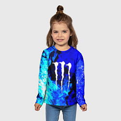 Лонгслив детский Monster energy синий дым, цвет: 3D-принт — фото 2