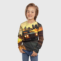 Лонгслив детский БМВ на фоне заката, цвет: 3D-принт — фото 2