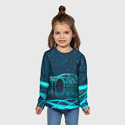 Лонгслив детский BMW неоновый фон, цвет: 3D-принт — фото 2