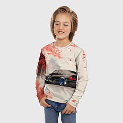 Лонгслив детский Черная БМВ и сакура, цвет: 3D-принт — фото 2