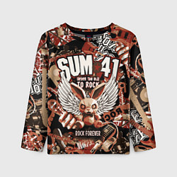 Детский лонгслив Sum 41 на фоне кролика и гитар