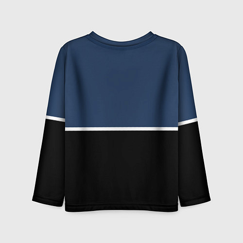 Детский лонгслив Sport сине-чёрный с полосой / 3D-принт – фото 2