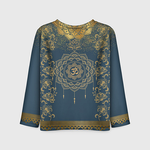 Детский лонгслив Слон лотос и золотая мандала / 3D-принт – фото 2