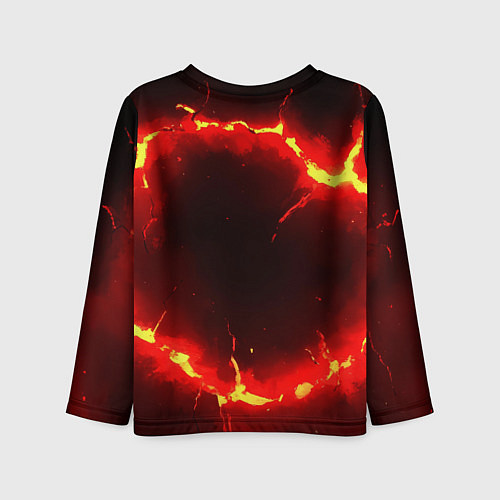 Детский лонгслив Красный круг из огня текстура / 3D-принт – фото 2