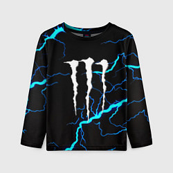Лонгслив детский Monster energy неоновые молнии, цвет: 3D-принт