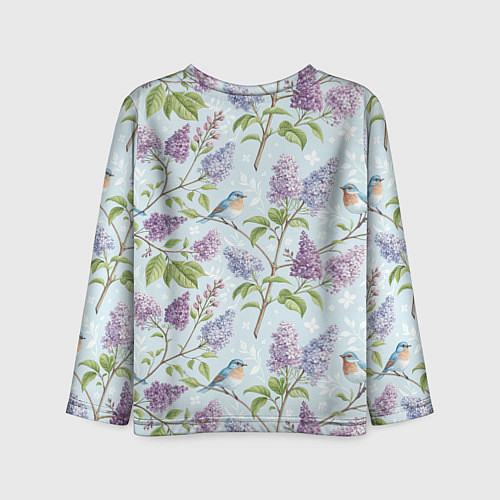 Детский лонгслив Птицы и сирень / 3D-принт – фото 2