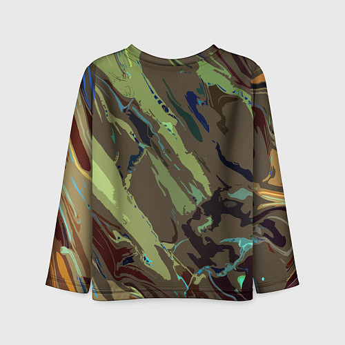 Детский лонгслив Абстракция тон хаки / 3D-принт – фото 2