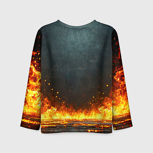 Детский лонгслив Бодибилдер в огне / 3D-принт – фото 2