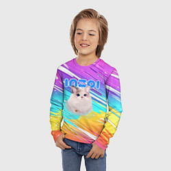 Лонгслив детский Inzoi кошечка на радужном фоне, цвет: 3D-принт — фото 2