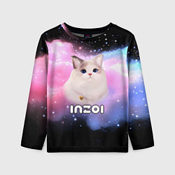 Детский лонгслив Inzoi логотип и кошечка на облаке