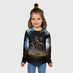 Лонгслив детский Циклокроссовый велосипед в дыму, цвет: 3D-принт — фото 2