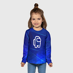 Лонгслив детский Among Us blue poly, цвет: 3D-принт — фото 2