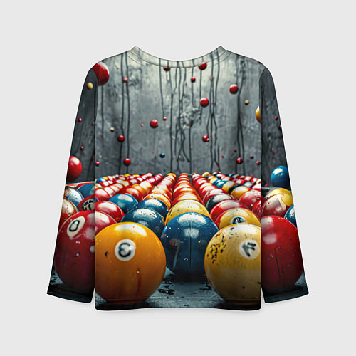 Детский лонгслив Бильярдные шары на сером / 3D-принт – фото 2
