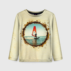 Детский лонгслив Виндсерфер на бежевом