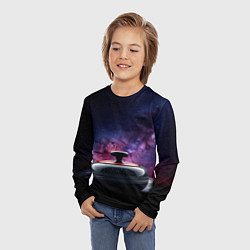 Лонгслив детский Камень для кёрлинга в космосе, цвет: 3D-принт — фото 2