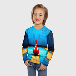 Лонгслив детский Красная кегля на синем, цвет: 3D-принт — фото 2