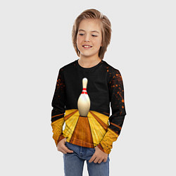 Лонгслив детский Кегля для боулинга на черном, цвет: 3D-принт — фото 2
