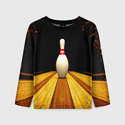 Лонгслив детский Кегля для боулинга на черном, цвет: 3D-принт