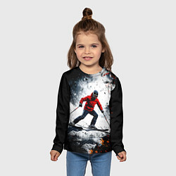 Лонгслив детский Лыжник в движении, цвет: 3D-принт — фото 2